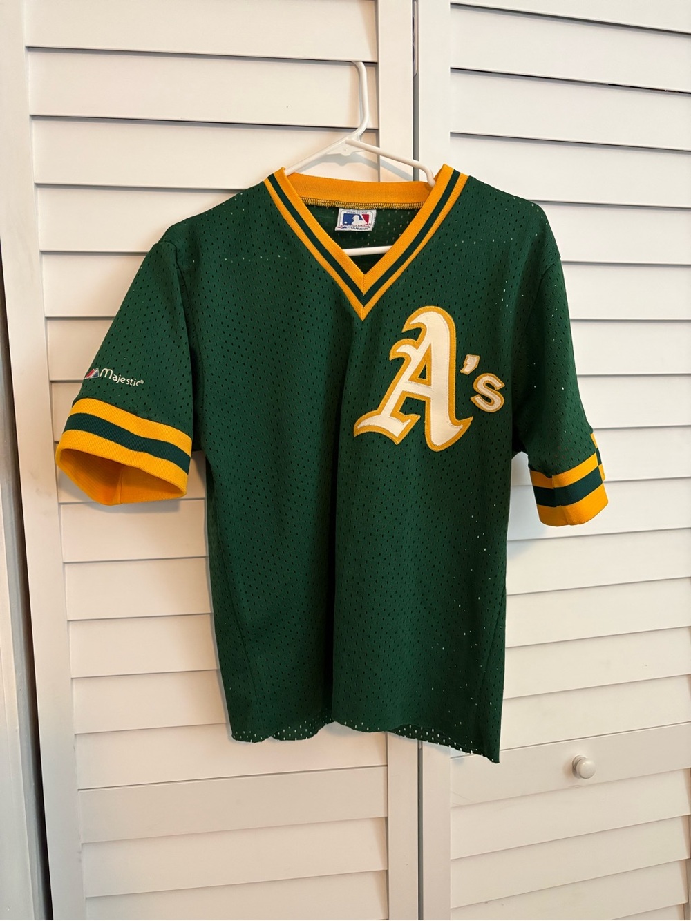 Majestic Oakland A's Green and Yellow Baseball Jersey